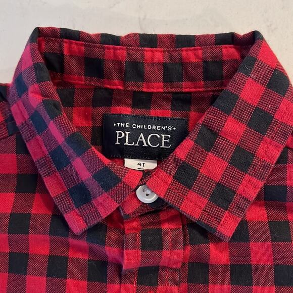 Children's Place Button Down Buffalo Plaid Casual Dress Shirt Size 4T - Picture 2 of 2